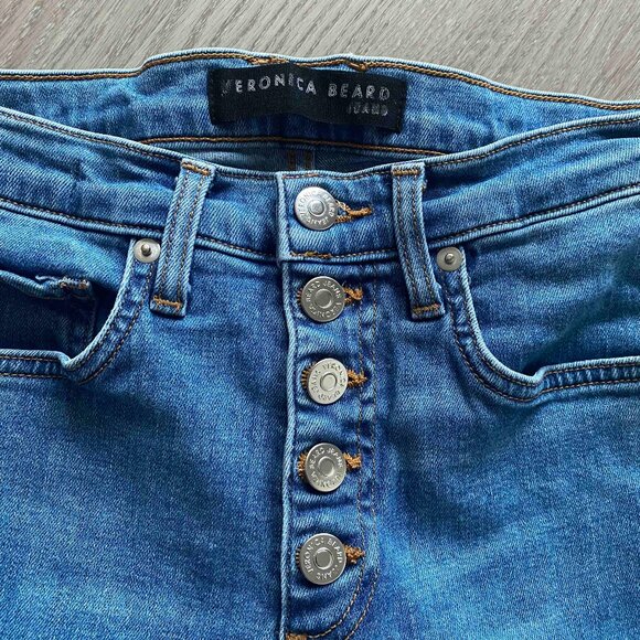 Veronica Beard Kiley High Waist Wide Leg Two-Tone Jeans Size 26/2 Western Cowboy - Picture 4 of 11